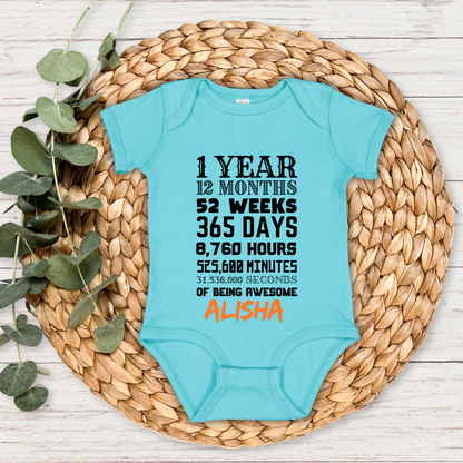 12 Months Bday - Custom Baby Name Romper