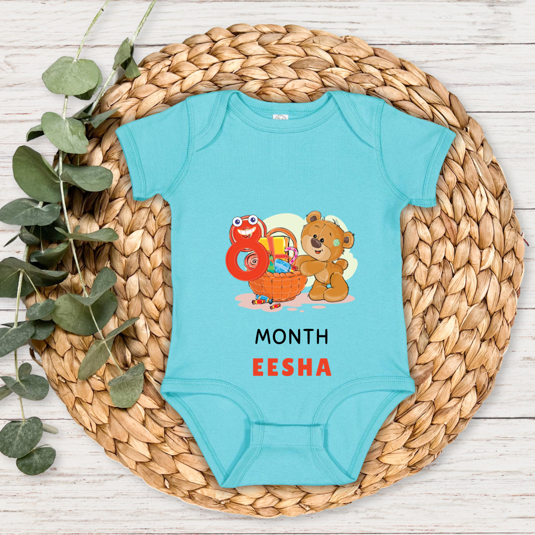 Teddy Eight Month Milestone With Custom Baby Name - Romper
