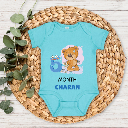 Teddy Five Month Milestone With Custom Baby Name - Romper
