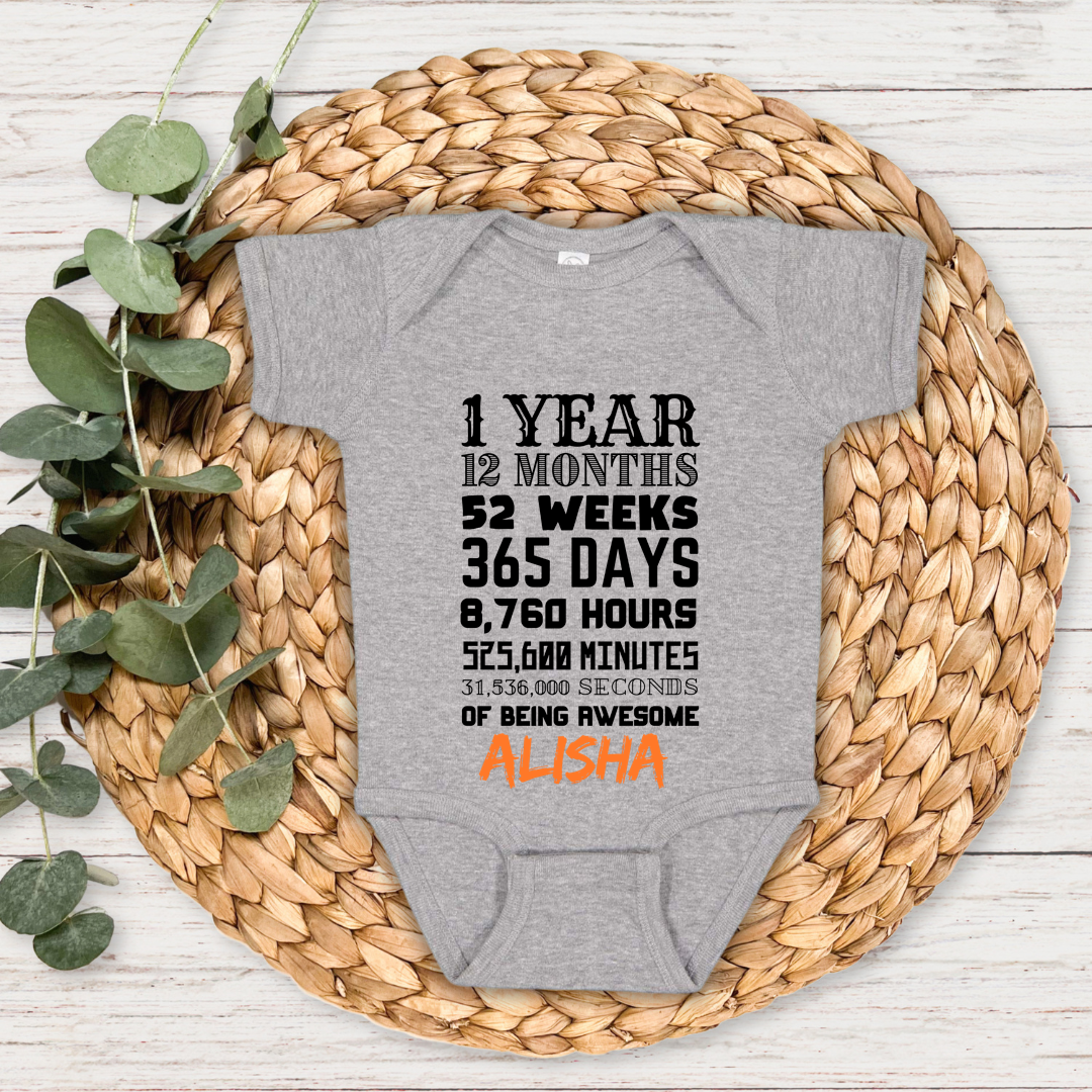12 Months Bday - Custom Baby Name Romper