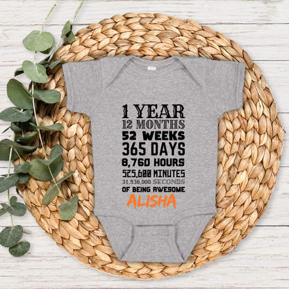 12 Months Bday - Custom Baby Name Romper