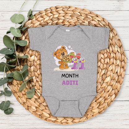 Teddy Eleven Month Milestone With Custom Baby Name - Romper