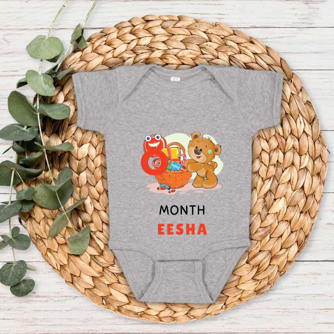 Teddy Eight Month Milestone With Custom Baby Name - Romper