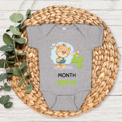 Teddy Four Month Milestone With Custom Baby Name - Romper
