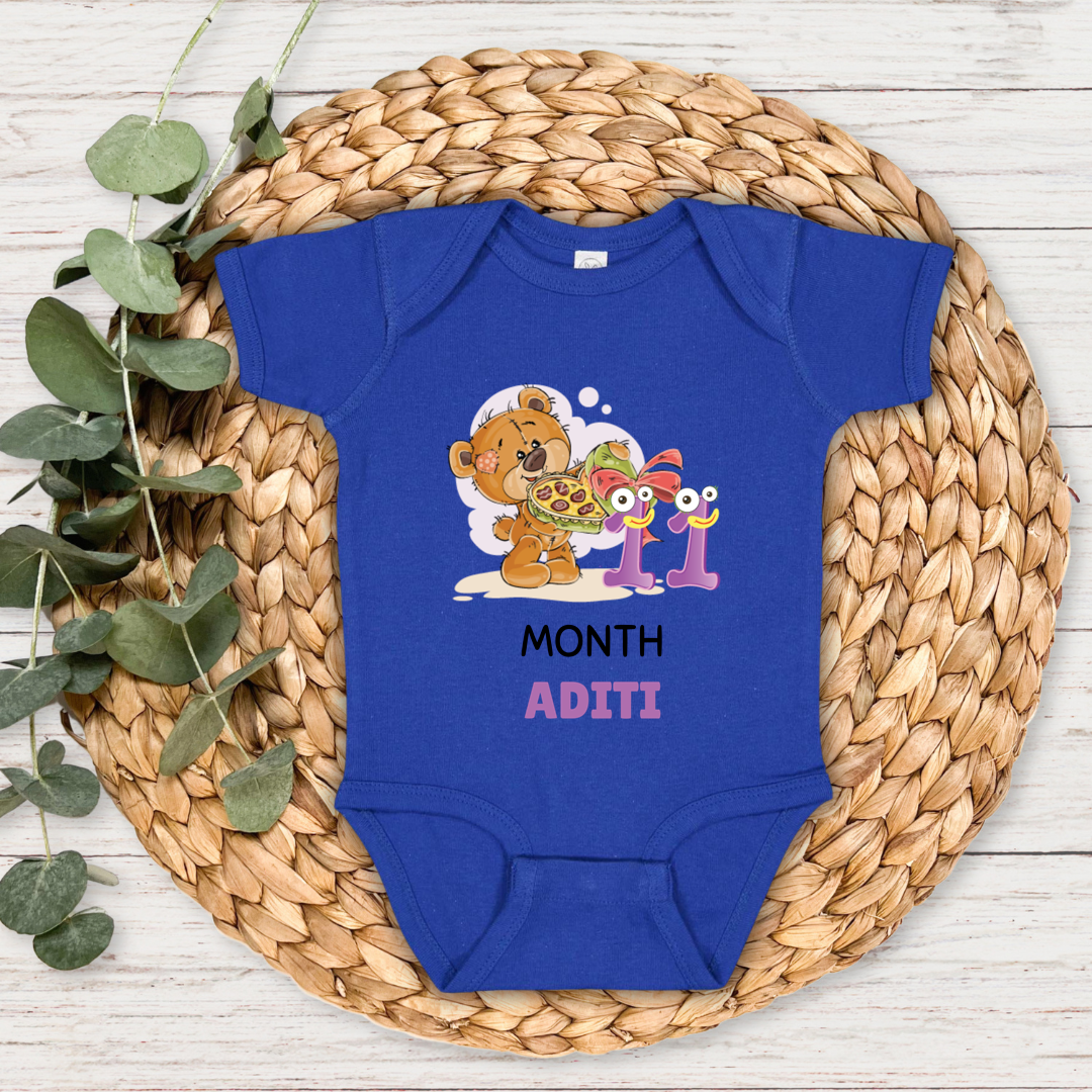 Teddy Eleven Month Milestone With Custom Baby Name - Romper