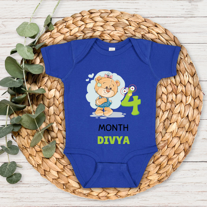 Teddy Four Month Milestone With Custom Baby Name - Romper