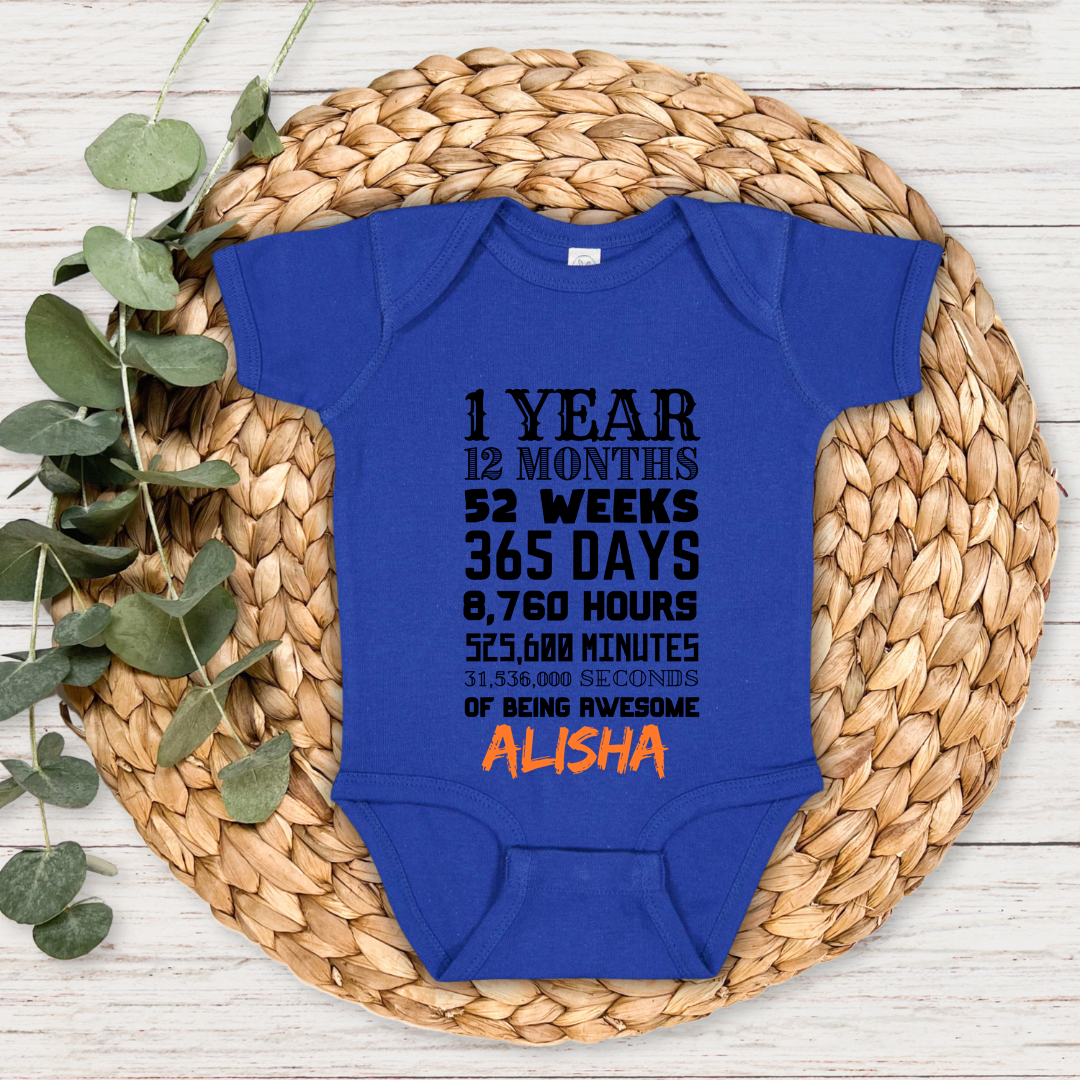 12 Months Bday - Custom Baby Name Romper