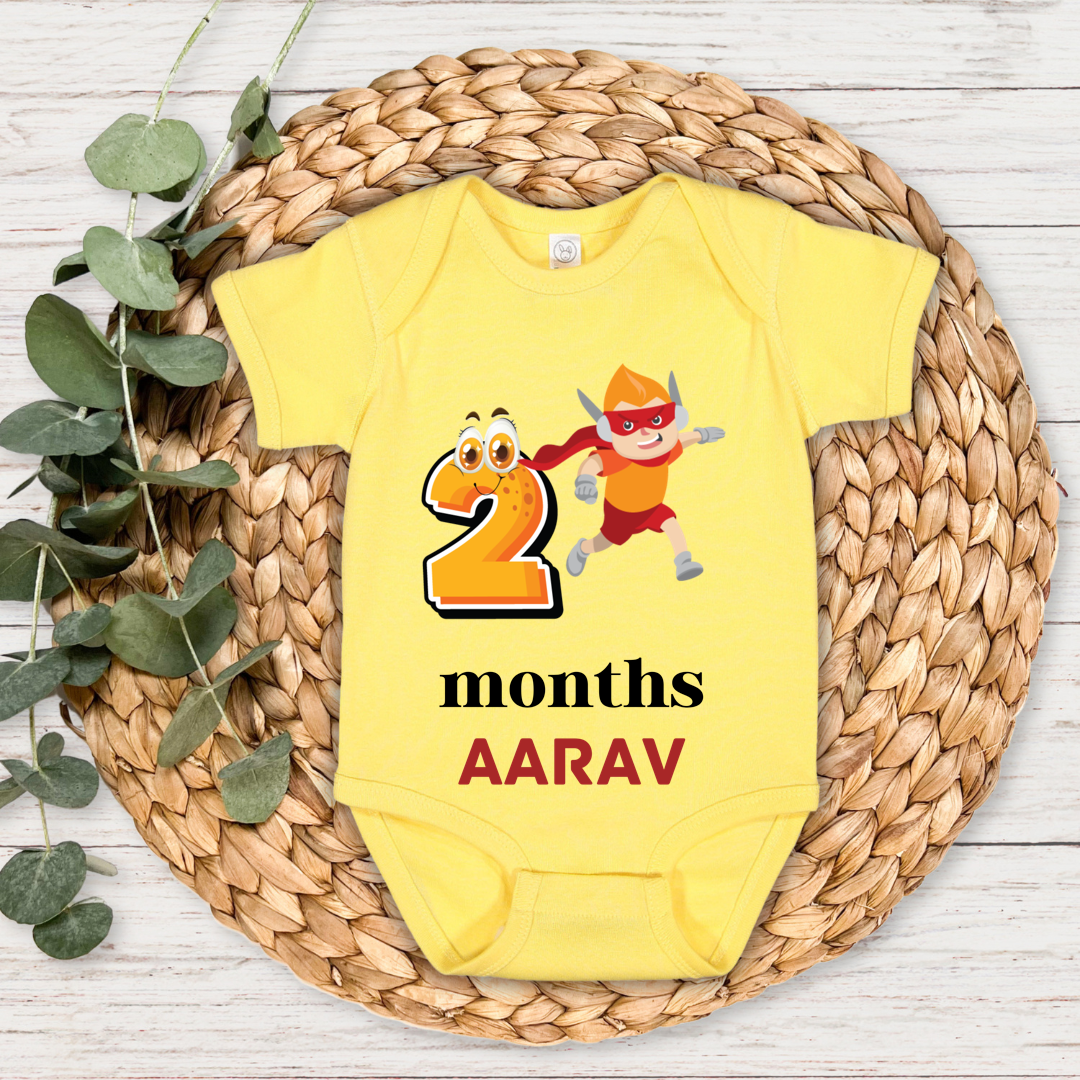 Superhero Two Month Milestone With Custom Baby Name - Romper