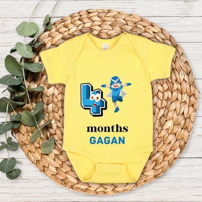 Superhero Four Month Milestone With Custom Baby Name - Romper