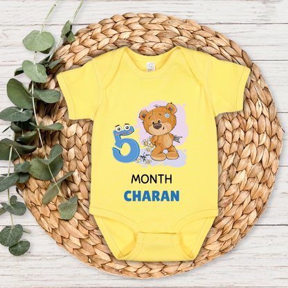 Teddy Five Month Milestone With Custom Baby Name - Romper
