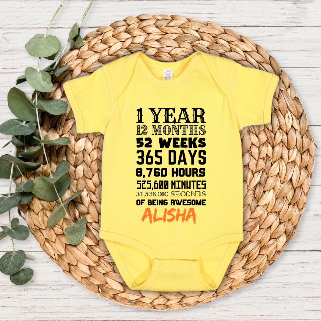 12 Months Bday - Custom Baby Name Romper