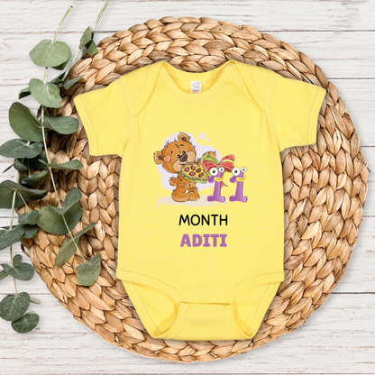 Teddy Eleven Month Milestone With Custom Baby Name - Romper