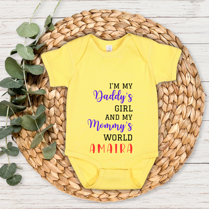 In My Daddy's Girl & My Mommy's World - Custom Baby Romper